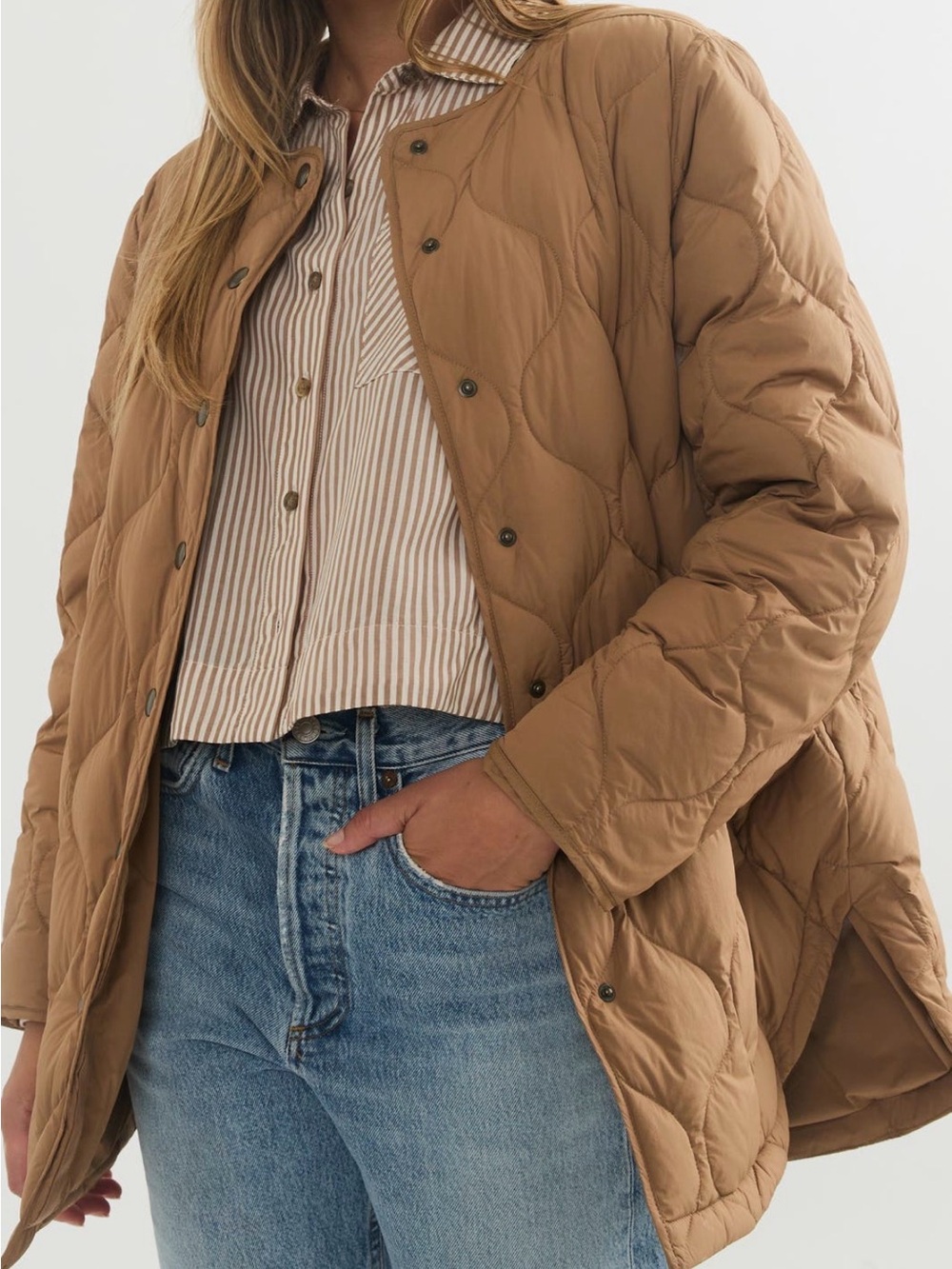 Marine Layer Quilted Puffer Jacket - Camel